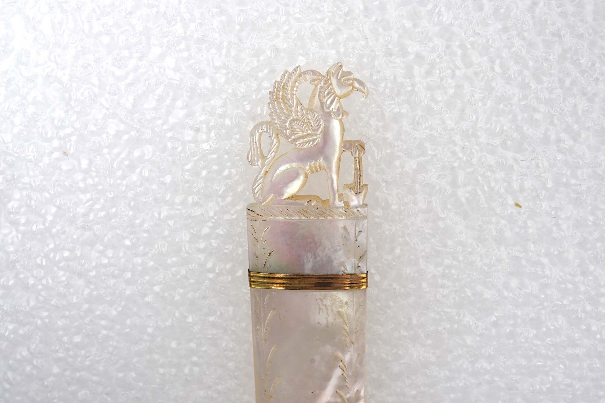 A mother of pearl toothpick holder, late 19th century
